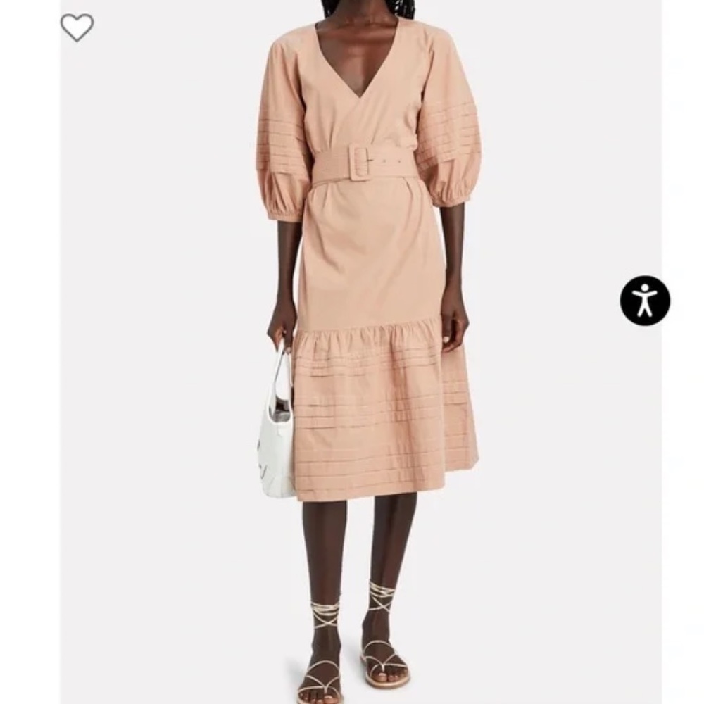 Intermix Tan Belted MIDI Dress